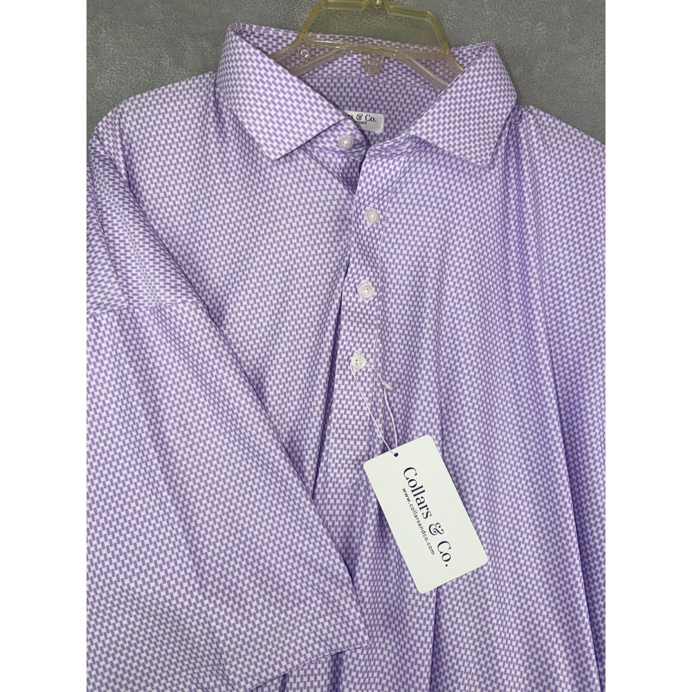 Collars & Co Mens 3XL Purple Featherweight Dress Collar Polo Shirt NWT Stretch